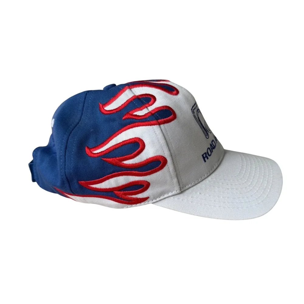 Road America‎ Flames Logo Baseball Cap Hat Men Blue White Red Racing Wisconsin